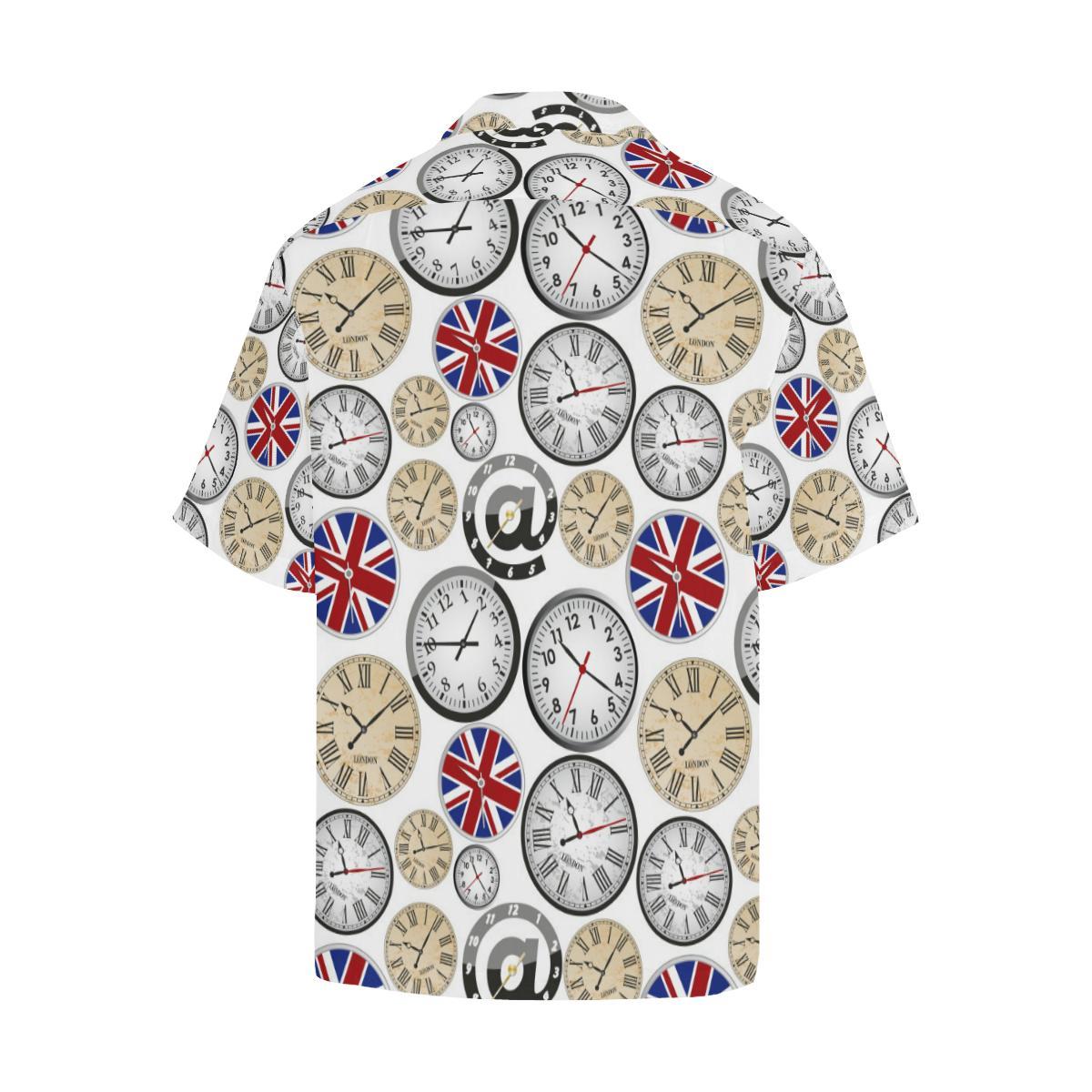 Wall Clock Uk Pattern Mens All Over Print Hawaiian Shirt