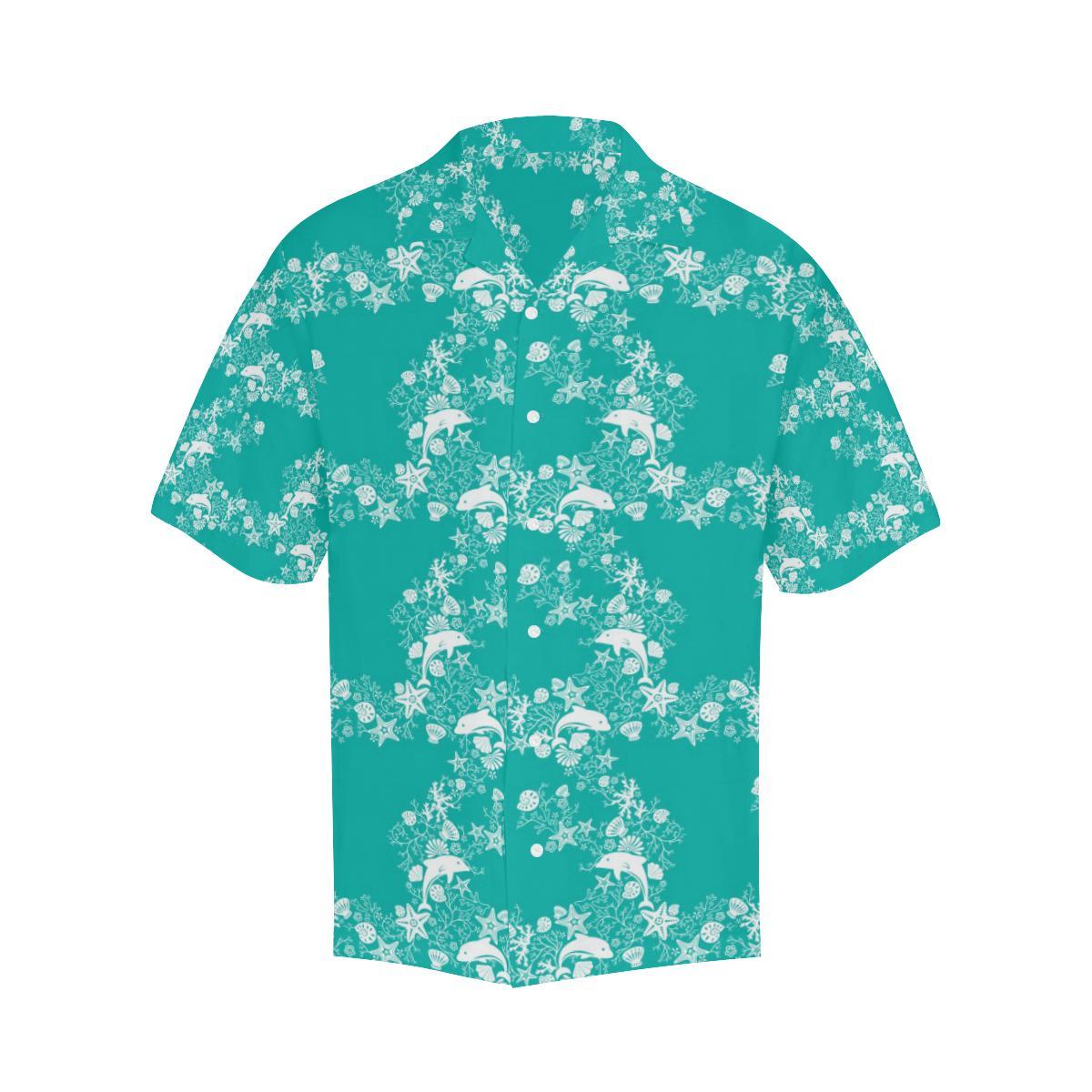 Dolphin Sea Shell Starfish Pattern Mens All Over Print Hawaiian Shirt