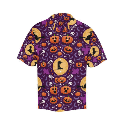 Halloween Pumpkin Witch Pattern Mens All Over Print Hawaiian Shirt