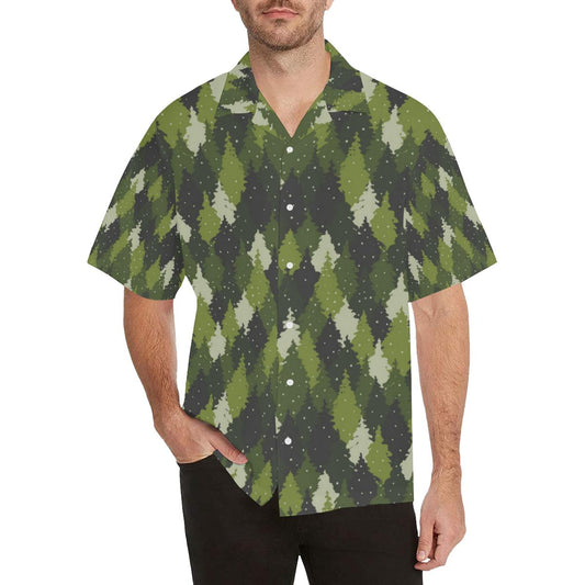 Christmas Tree Camo Pattern Mens All Over Print Hawaiian Shirt