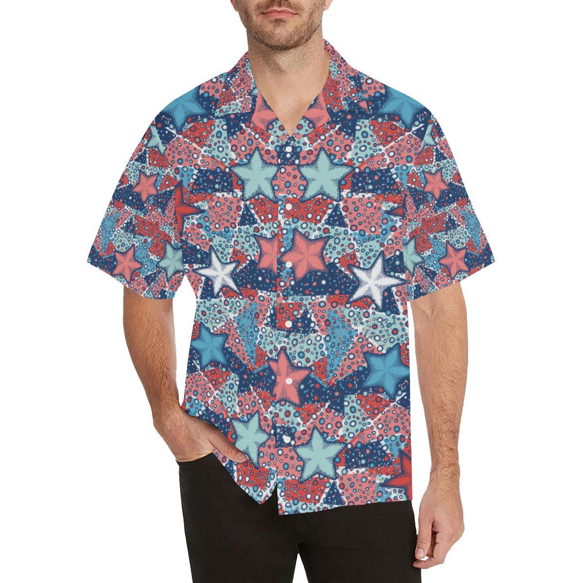 Hand Drawn Colorful Starfish Mens All Over Print Hawaiian Shirt