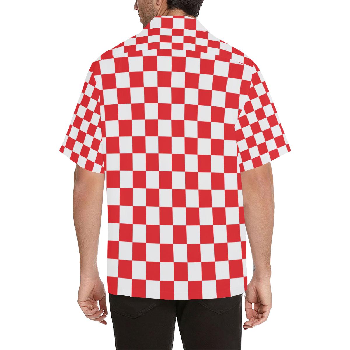 Checkered Red Pattern Print Design Hawaiian Shirt