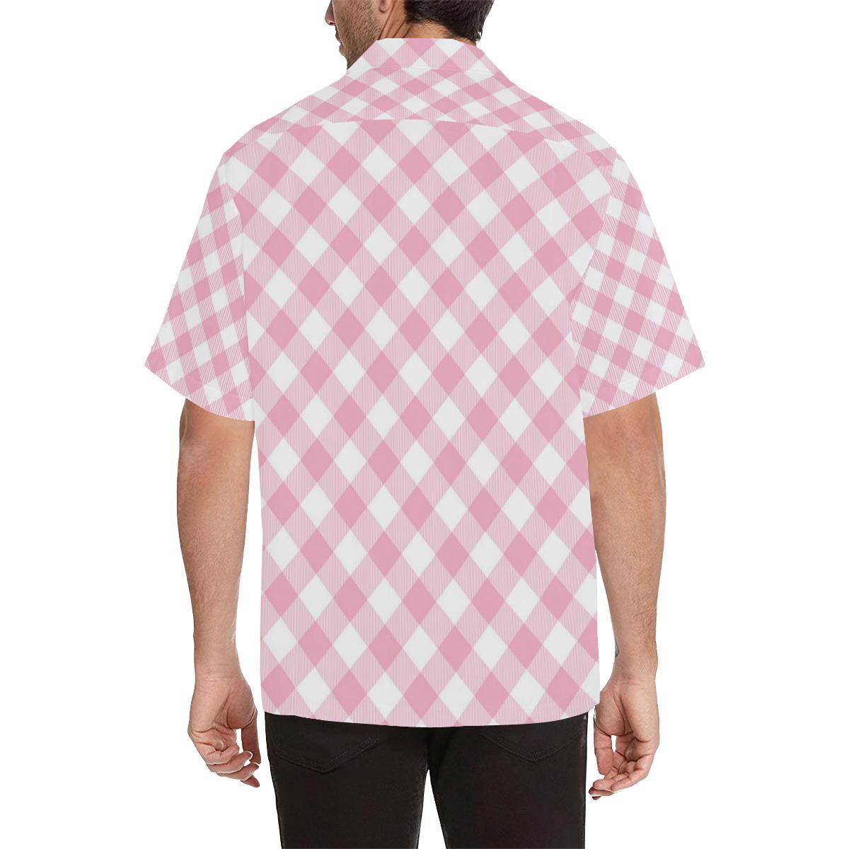 Gingham Pink Pattern Print Design Hawaiian Shirt