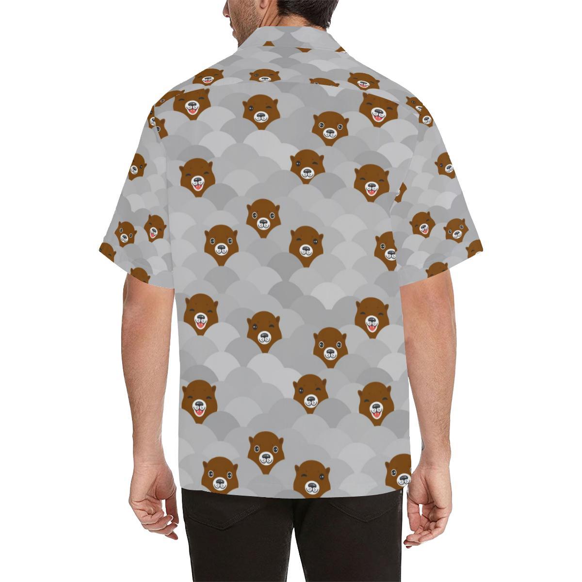 Cute Otter Pattern Mens All Over Print Hawaiian Shirt