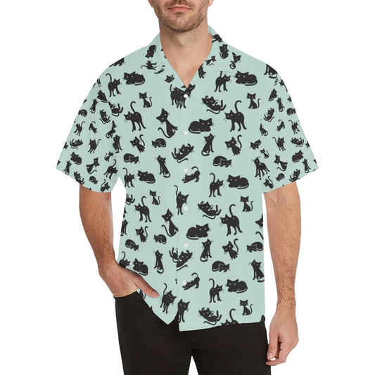 Black Cat Pattern Print Design Hawaiian Shirt