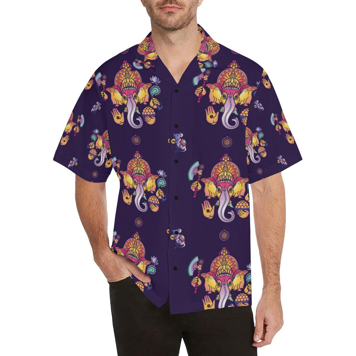 Ganesha Pattern Print Design Hawaiian Shirt