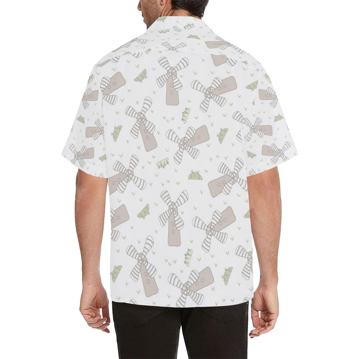 Windmill Pattern Background Mens All Over Print Hawaiian Shirt