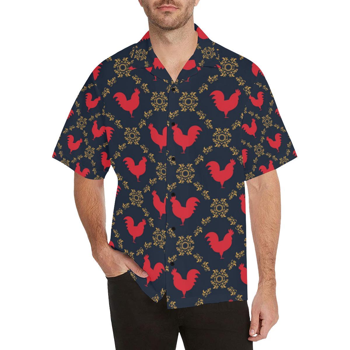 Rooster Pattern Print Design A Hawaiian Shirt