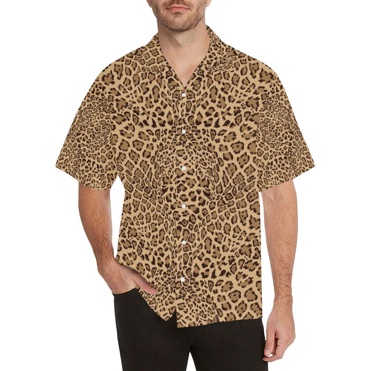 Leopard Skin Texture Pattern Mens All Over Print Hawaiian Shirt