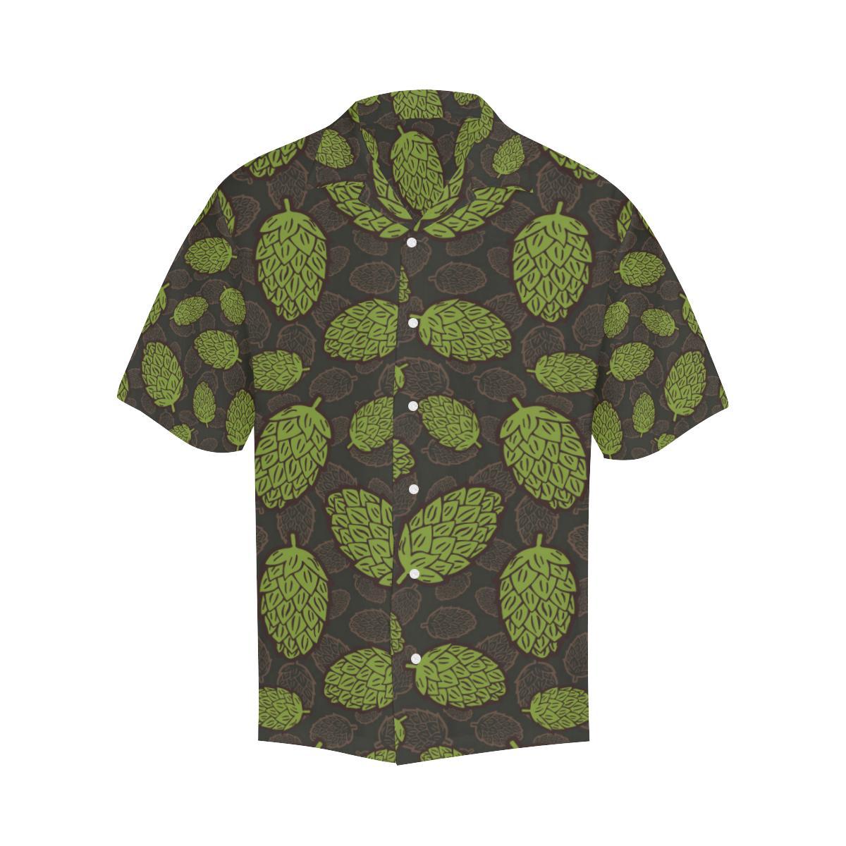 Hop Pattern Black Background Mens All Over Print Hawaiian Shirt