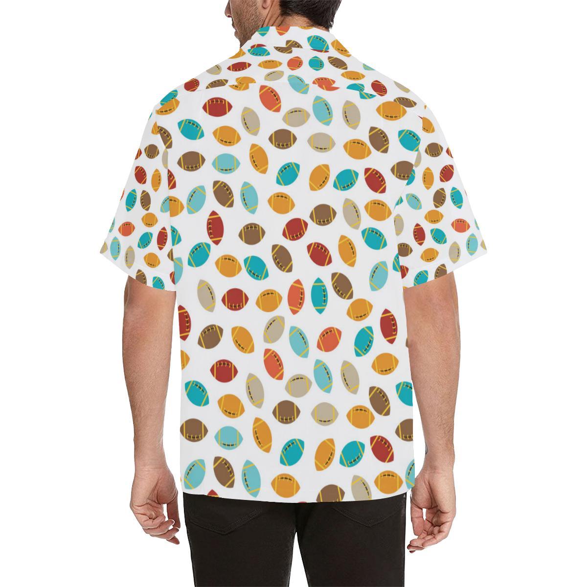 Colorful American Football Ball Pattern Mens All Over Print Hawaiian Shirt