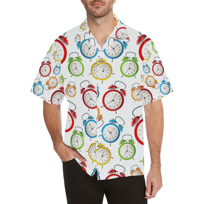 Colorful Clock Pattern Mens All Over Print Hawaiian Shirt
