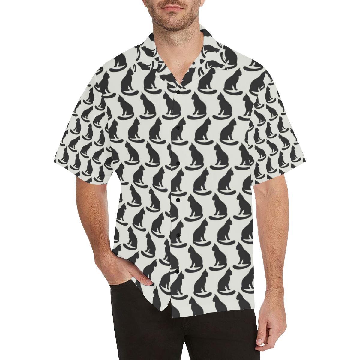 Black Cat Pattern Print Design Hawaiian Shirt