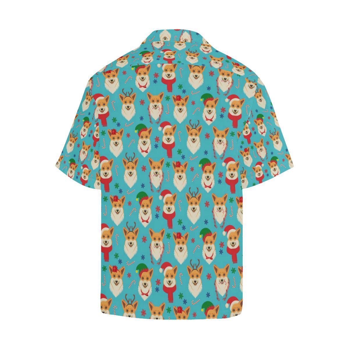 Christmas Corgi Pattern Mens All Over Print Hawaiian Shirt