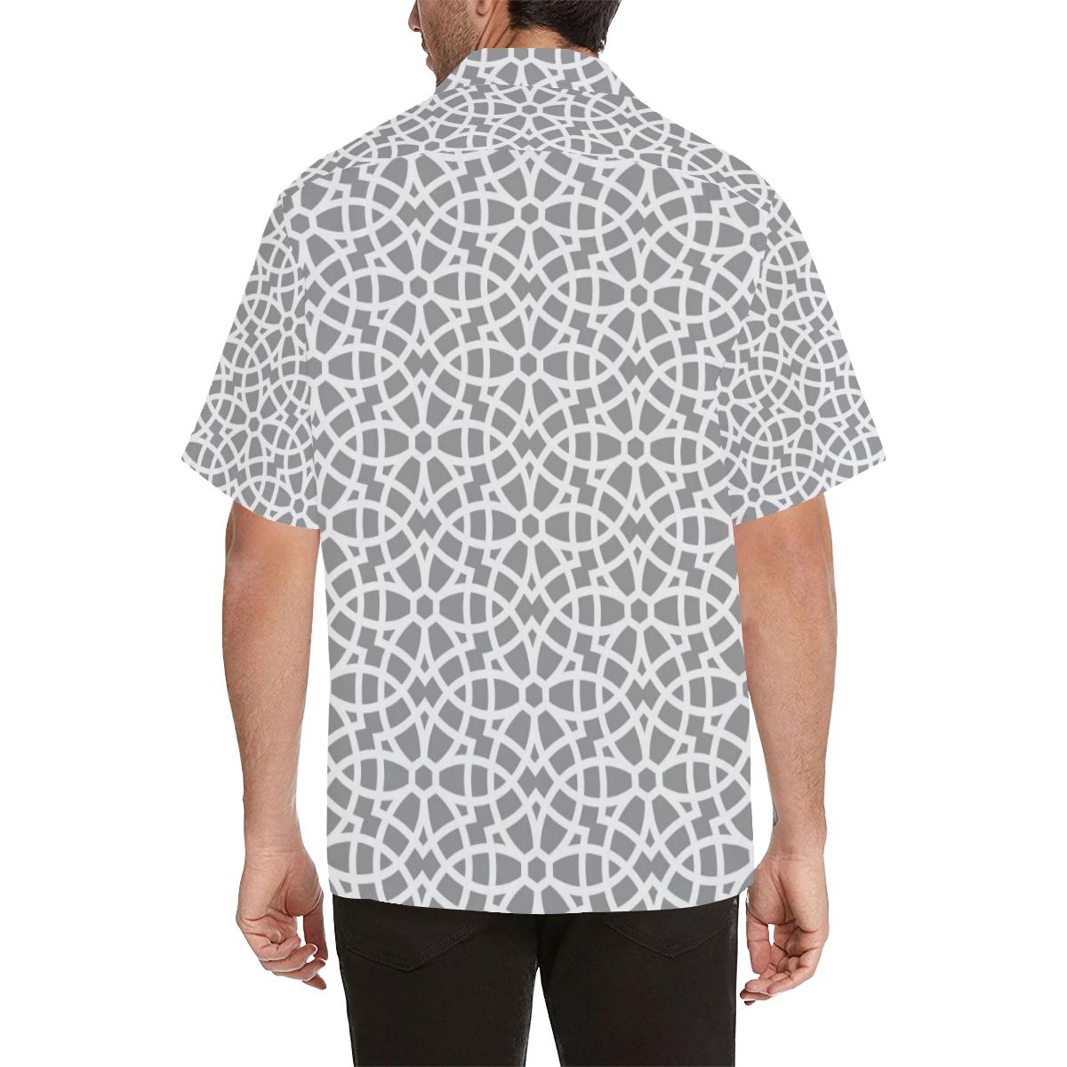 Arabic Gray Pattern Mens All Over Print Hawaiian Shirt