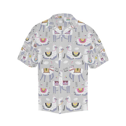 Cute Llama Alpaca Pattern Mens All Over Print Hawaiian Shirt