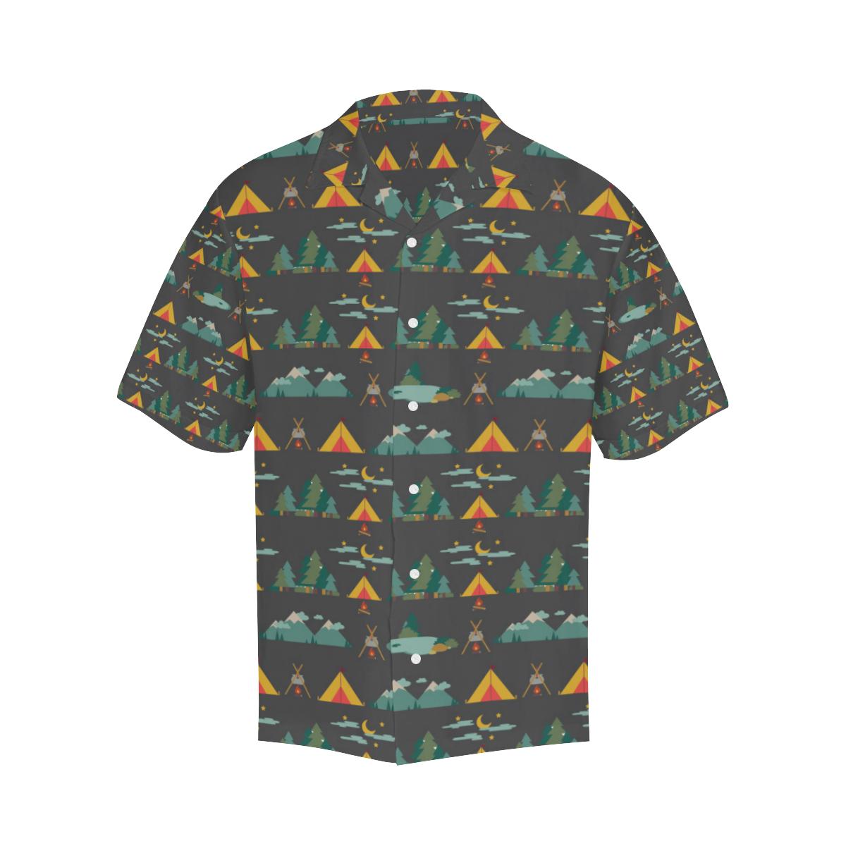 Camping Tent Pattern Print Design Hawaiian Shirt