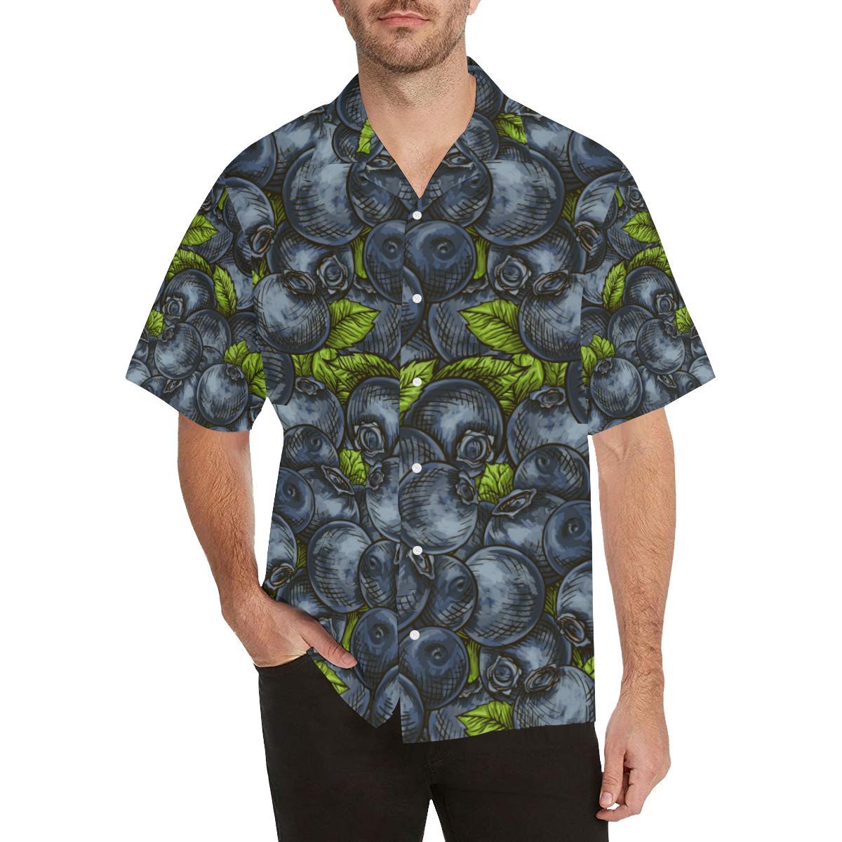 Blueberry Pattern Mens All Over Print Hawaiian Shirt