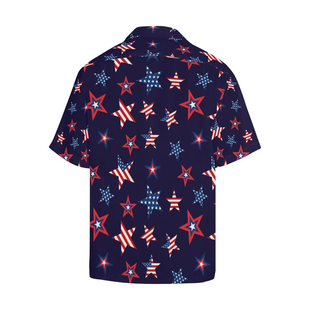 Usa Star Pattern Theme Mens All Over Print Hawaiian Shirt