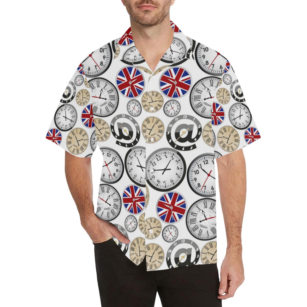 Wall Clock Uk Pattern Mens All Over Print Hawaiian Shirt