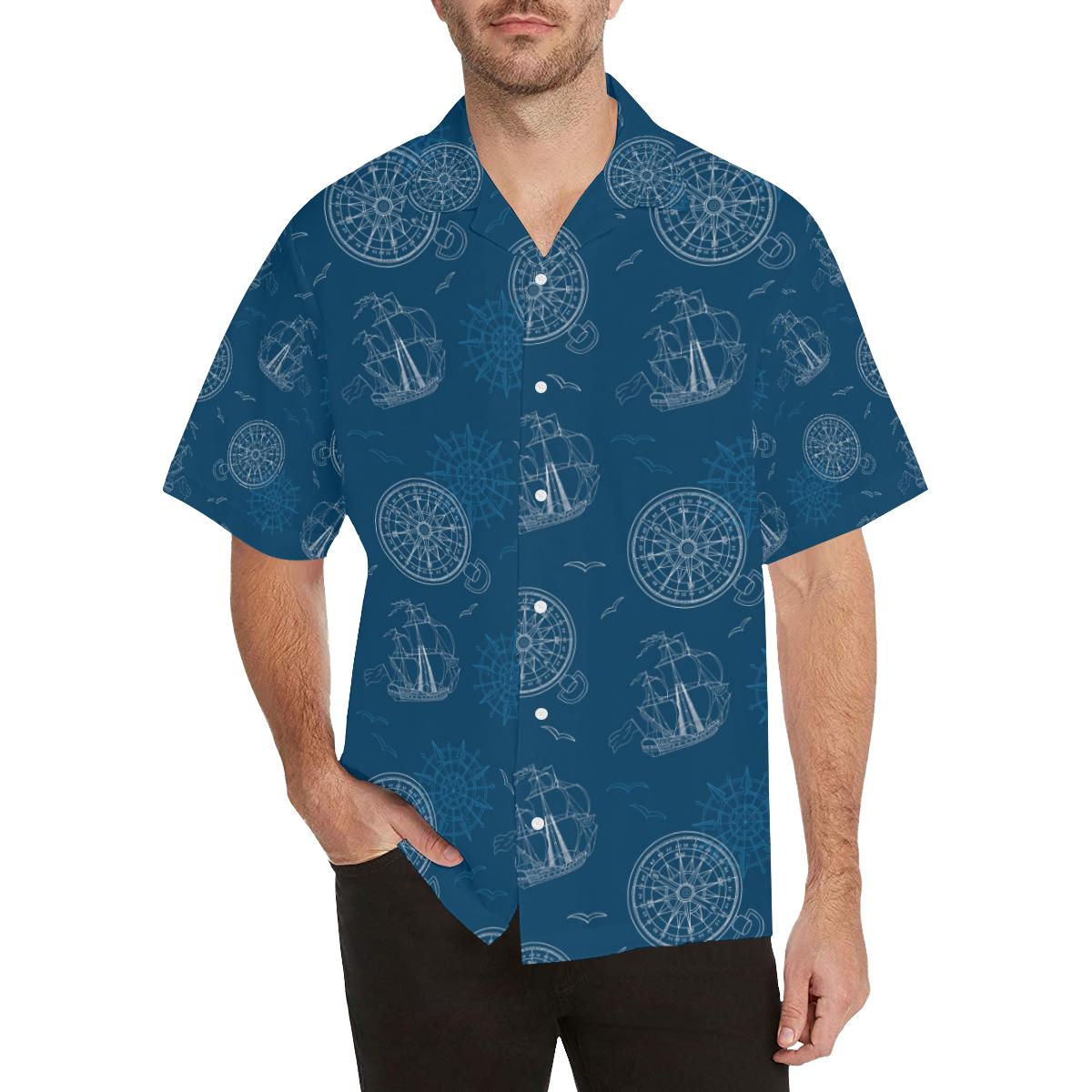Nautical Pattern Print Design A Hawaiian Shirt