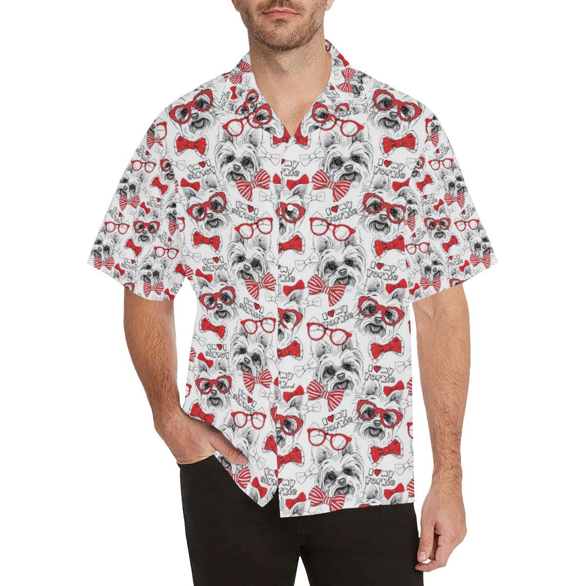 Yorkshire Terrier Pattern Print Design 04 Mens All Over Hawaiian Shirt