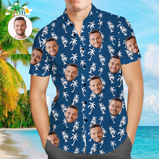 Custom Face Hawaiian Shirt Tree Aloha Beach Shirt with Dog Face