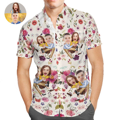 Custom Face Hawaiian Shirts, Floral Design Shirts, Best Gift for Lovers