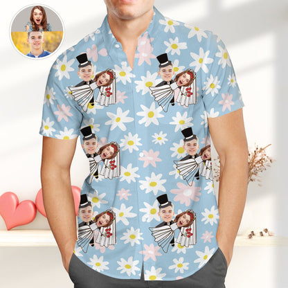 Personalised Couple Photo Hawaiian Shirt, Funny Wedding Shirts, Best Valentines Gift