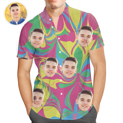 Personalised Photo Hawaiian Shirt, Colorful Short Sleeve Hawaiian Shirt, Great Valentines Gift