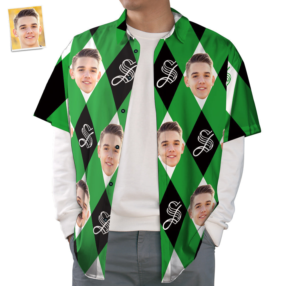 Custom Face Hawaiian Shirts, St. Patrick's Day Shirts, Alphabet Pattern Top