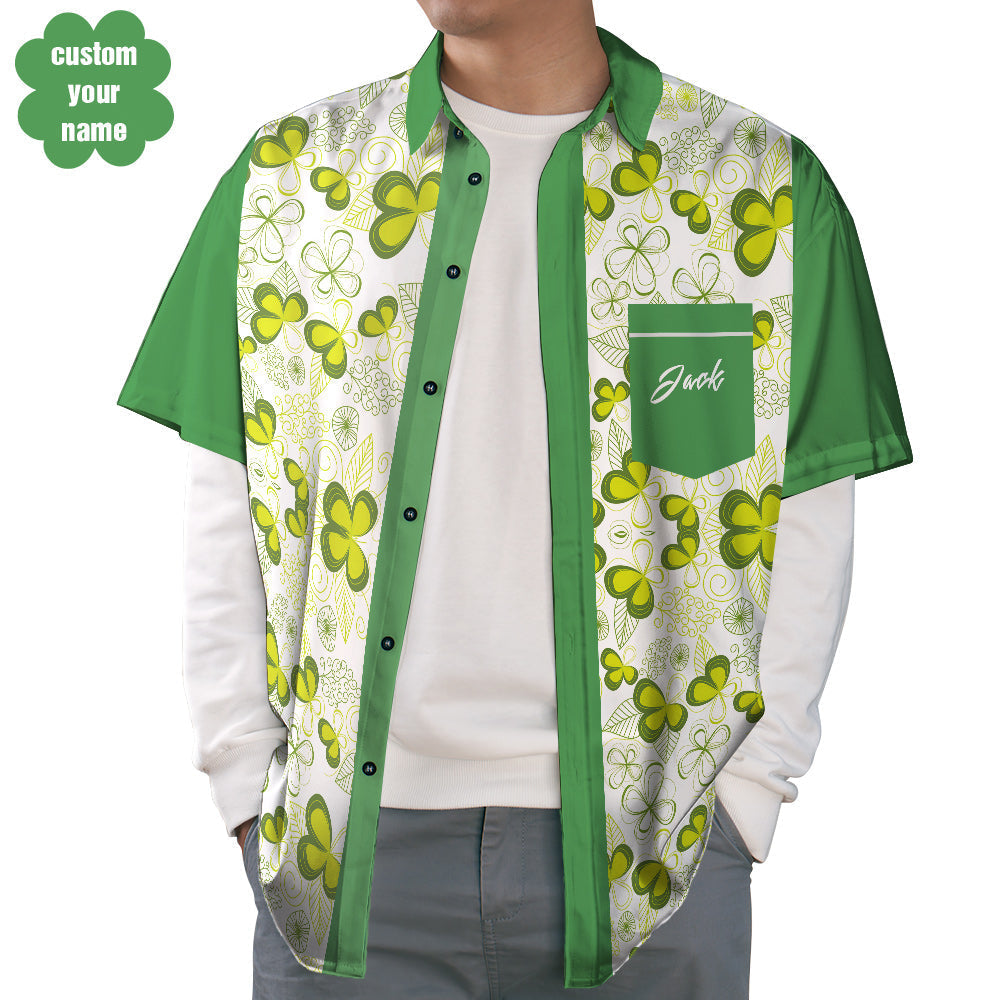 Custom Name Hawaiian Shirts, St. Patrick Clover Shirts, Creative Design Gift