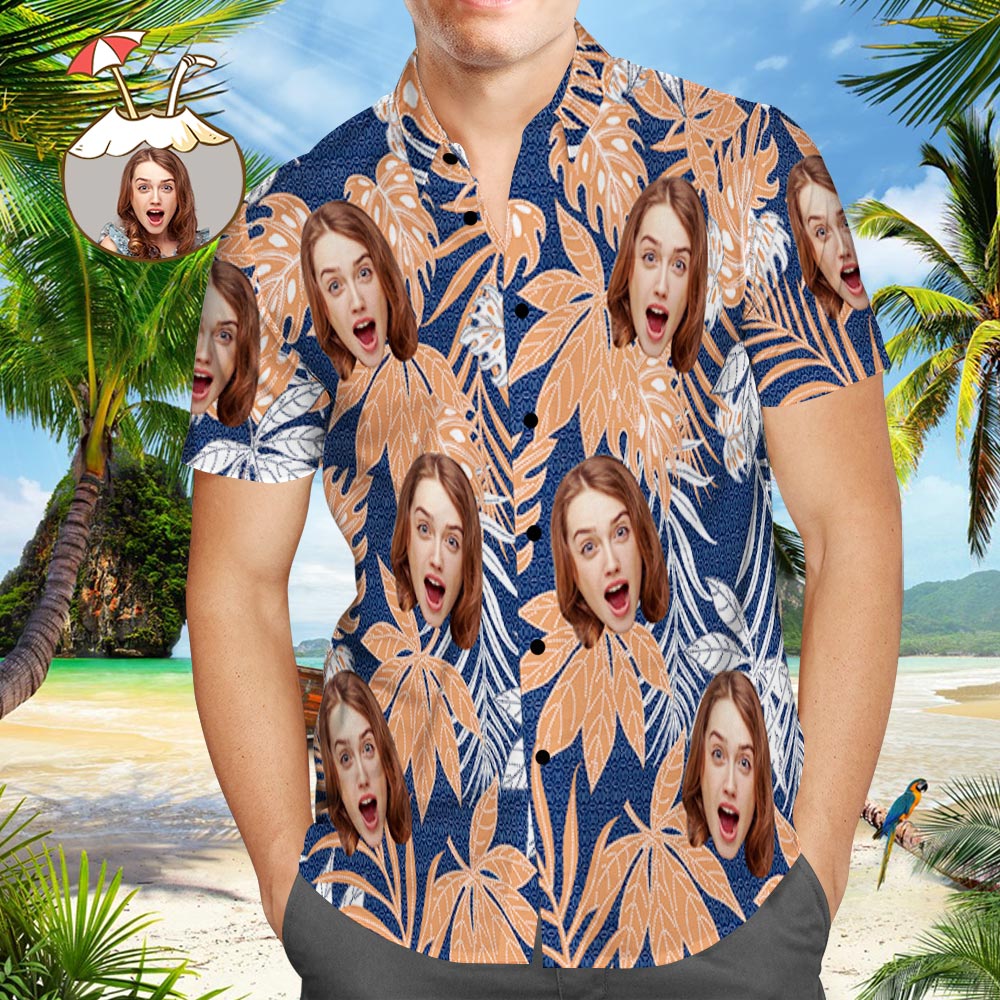 Personalised Photo Vintage Aloha Hawaiian Shirts, Summer Tropical Shirts Short Sleeve Button-Down