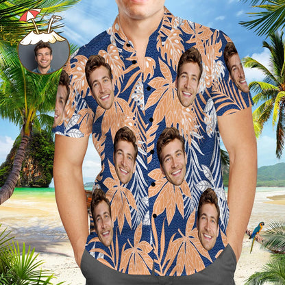 Personalised Photo Vintage Aloha Hawaiian Shirts, Summer Tropical Shirts Short Sleeve Button-Down