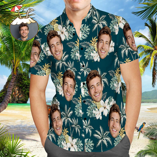 Custom Photo Funky Vintage Hawaiian Shirt Casual Button-Down Short Sleeve Unisex