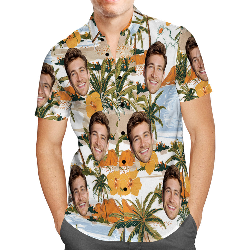 Custom Photo Aloha Vintage Hawaiian Shirts Funky Funny Tropical Hawaiian Casual Novelty Button-Down Shirts