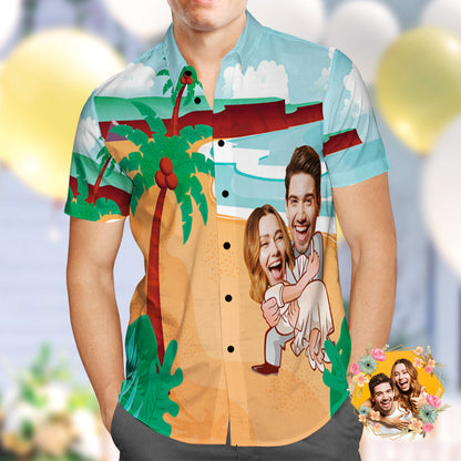 Personalised Photo Hawaiian Shirt Custom Coconut Beach Wedding Hawaiian Shirt