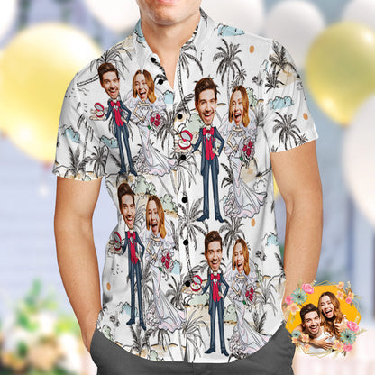 Custom Hawaiian Shirt Artistic Wedding Photo Hawaiian Shirt Best Wedding Gift