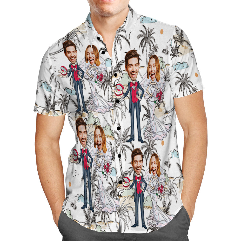 Custom Hawaiian Shirt Artistic Wedding Photo Hawaiian Shirt Best Wedding Gift