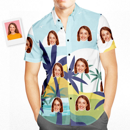 Custom Face Happy Birthday Hawaiian Shirt Seaside Skateboard Birthday Gifts