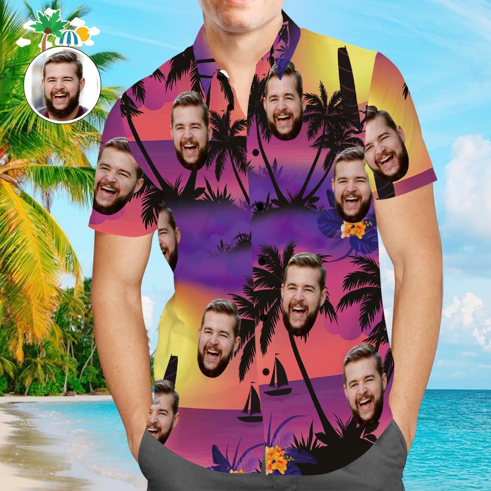 Custom Face Hawaiian Shirt Tropical Aloha Beach Shirt Gift for Men