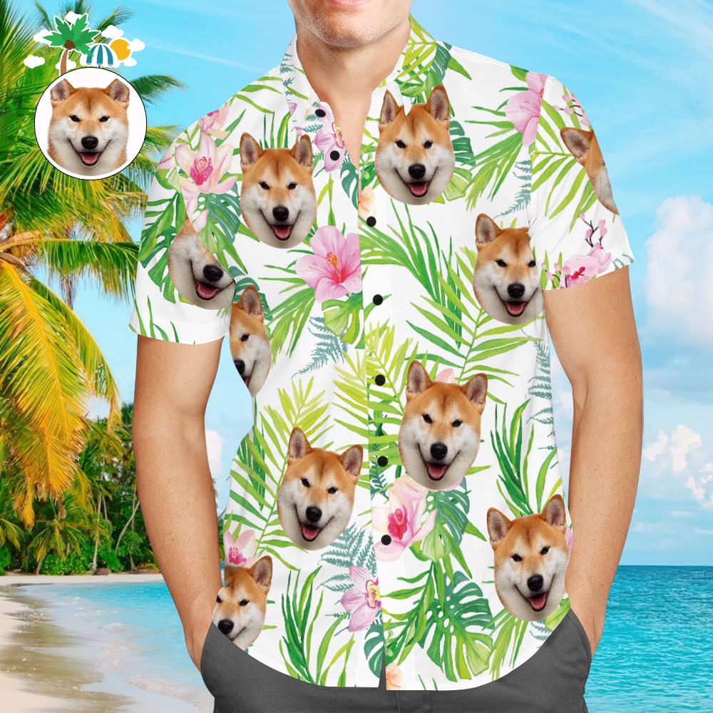 Custom Face Hawaiian Shirt Funny Pet Vintage Beach Shirt Gift for Men