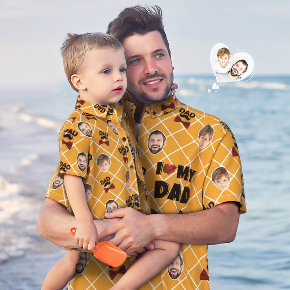 Custom Photo Hawaiian Shirt Personalised Face Hawaiian Shirt Gift Father's Day Gift - I LOVE MY DAD