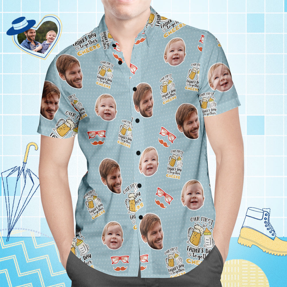 Custom Face Hawaiian Shirt All Over Print Men's Shirt First Father's Day