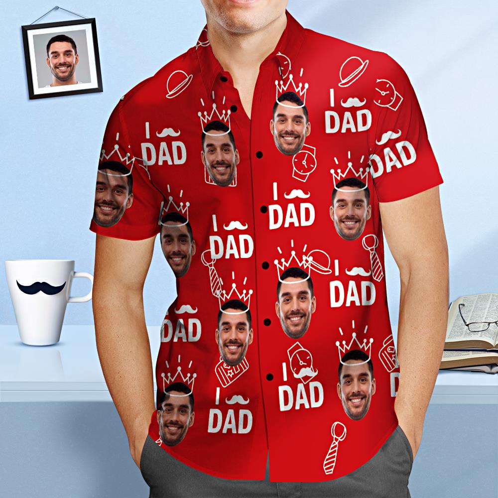 Custom Face Hawaiian Shirt I Love Dad Personalised Father's Day Shirt Gift for Dad