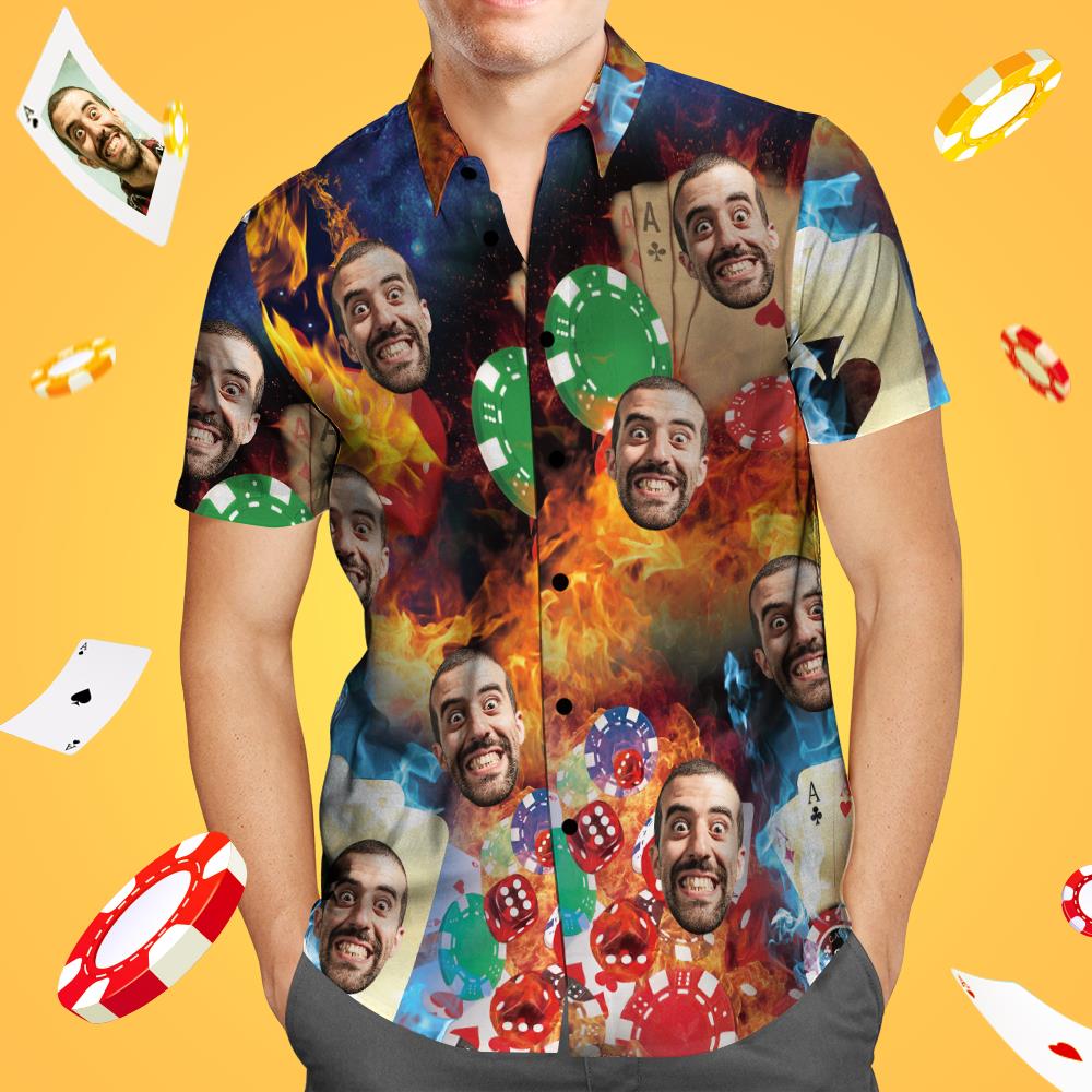 Custom Face Hawaiian Shirt Aloha Poker Shirt Gift for Him