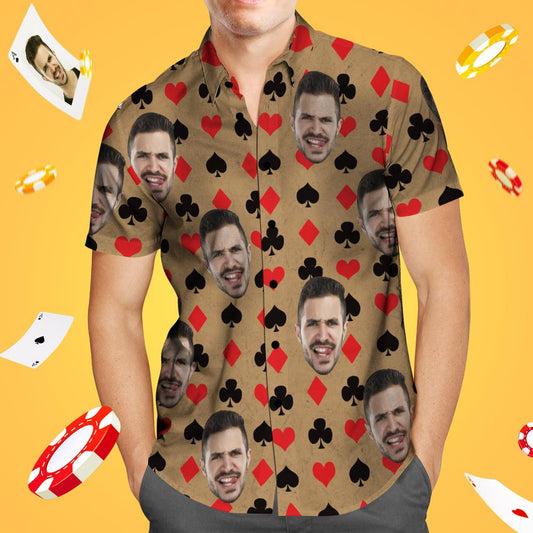 Custom Face Hawaiian Shirt Personalised Poker Shirt Gift for Him