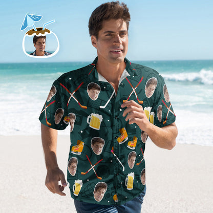 Custom Men's Hockey Hawaiian Shirts Aloha Beach Shirt For Men Perfect Hockey Clothing