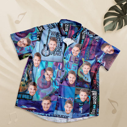 Custom Face Hawaiian Shirt Personalized Music Style Shirt Gift - Cool Guitar