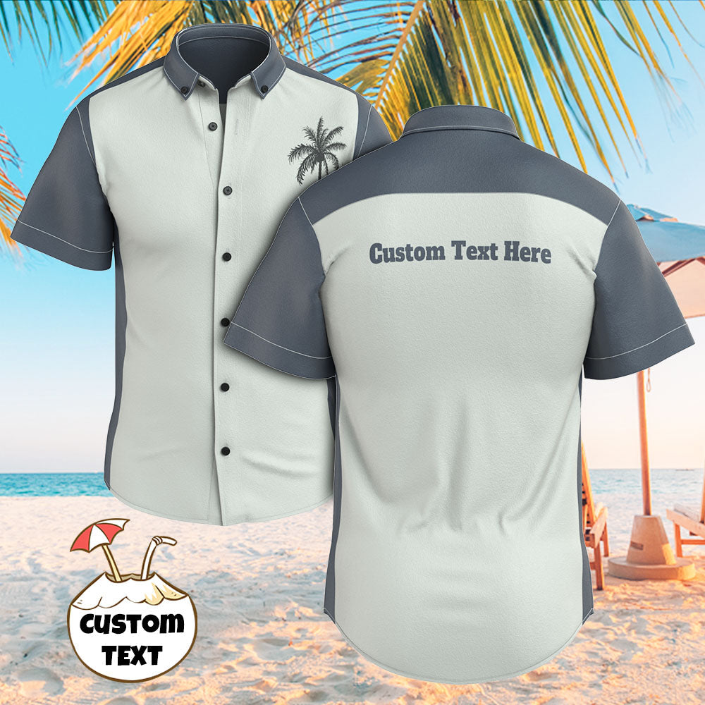 Custom Text Men's Vintage Coconut Tree Hawaiian Shirts Casual Short Sleeve Shirts